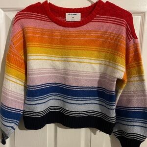 Old Navy Women's Colorful Striped Crew Neck Sweater
